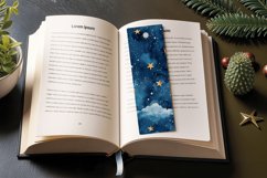 Watercolor Space Sky Moon Stars PNG Bookmark Sublimation Des Product Image 3