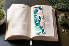 Pink &amp; Teal Watercolor Flowers PNG Bookmark Sublimation Desi Product Image 3