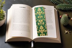 Damask Green Gold PNG Bookmark Sublimation Des Product Image 3