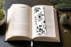 Black &amp; White Watercolor Flowers PNG Bookmark Sublimation De Product Image 3