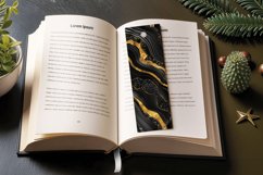 Black &amp; Gold Agate PNG Bookmark Sublimation Designs Product Image 3