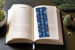 Aztec Knitted Blue Fabric PNG Bookmark Sublimation Designs Product Image 3