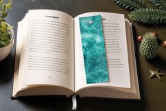 Teal Galaxy Glitter PNG Bookmark Sublimation Design Product Image 3