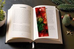 Red &amp; Green Alcohol Ink Flowers PNG Bookmark Sublimation Des Product Image 3