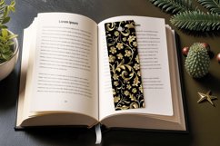 Black and Gold Floral PNG Bookmark Sublimation Designs Product Image 3