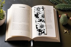 Black &amp; White Daisy Flower PNG Bookmark Sublimation Designs Product Image 3