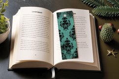Teal and Black Damask PNG Bookmark Sublimation Design Product Image 3