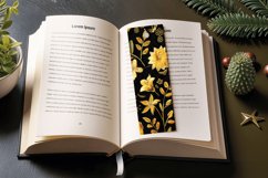 Gold Flowers Embroidery PNG Bookmark Sublimation Designs Product Image 3