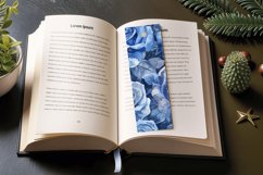 Winter Blue Roses PNG Bookmark Sublimation Designs Product Image 3