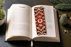 Red &amp; Gold Embroidery PNG Bookmark Sublimation Designs Product Image 3