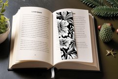Black &amp; White Botanical PNG Bookmark Sublimation Designs Product Image 3