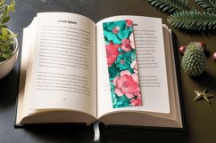 Pink &amp; Teal 3D Flowers PNG Bookmark Sublimation Designs Product Image 3