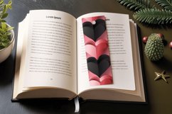 Pink &amp; Black 3D Hearts PNG Bookmark Sublimation Designs Product Image 3