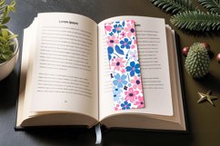 Pink Blue Cute Flowers PNG Bookmark Sublimation Designs Product Image 3