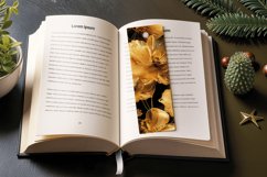 Luxury Gold Alcohol Ink Flowers PNG Bookmark Sublimation Des Product Image 3