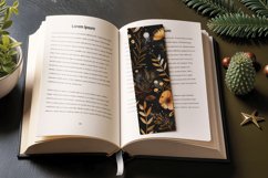 Glitter Gold Autumn Floral PNG Bookmark Sublimation Des Product Image 3
