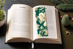 Ivory Floral on Emerald PNG Bookmark Sublimation Design Product Image 3