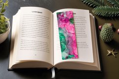 Pink &amp; Green Alcohol Ink Flowers PNG Bookmark Sublimation De Product Image 3