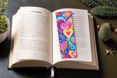 Cute Groovy Romantic Hippie Hearts PNG Bookmark Sublimation Product Image 3