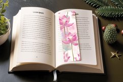 Watercolor Lotus Floral PNG Bookmark Sublimation Design Product Image 3