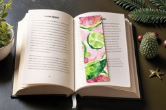 Pink &amp; Green Watercolor Limes PNG Bookmark Sublimation Desig Product Image 3