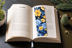 Yellow &amp; Blue Cute Flowers PNG Bookmark Sublimation Designs Product Image 3