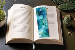 Blue Green Alcohol Ink Flower PNG Bookmark Sublimation Desig Product Image 3