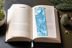 White Line on Blue Floral PNG Bookmark Sublimation Design Product Image 3
