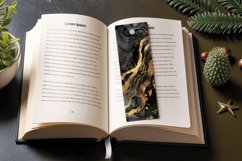 Black &amp; Gold Alcohol Ink PNG Bookmark Sublimation Designs Product Image 3