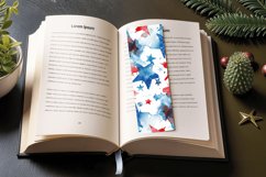 Red &amp; Blue Watercolor Stars PNG Bookmark Sublimation Designs Product Image 3