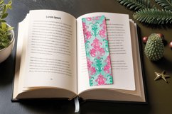 Pink &amp; Teal Damask PNG Bookmark Sublimation Designs Product Image 3