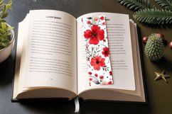 Red Watercolor Flowers PNG Bookmark Sublimation Designs Product Image 3