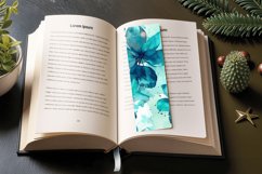 Turquoise Watercolor Flower PNG Bookmark Sublimation Designs Product Image 3