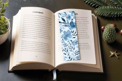 Pastel Blue Watercolor Floral PNG Bookmark Sublimation Desig Product Image 3