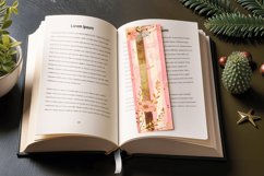 Pink &amp; Gold Floral Stripes PNG Bookmark Sublimation Designs Product Image 3