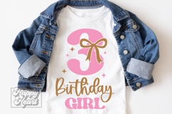 3rd Birthday Girl SVG - Three Bow Birthday Shirt PNG Product Image 2