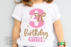 3rd Birthday Girl SVG - Three Bow Birthday Shirt PNG Product Image 4