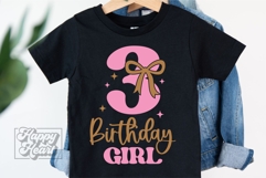 3rd Birthday Girl SVG - Three Bow Birthday Shirt PNG Product Image 5