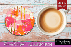 Brush Stroke Round Coaster - Abstract Coaster PNG Product Image 1