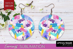 Brush Stroke Round Earrings - Abstract PNG Sublimation Product Image 1