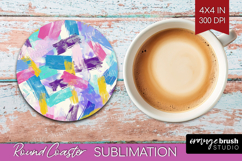 Brush Stroke Round Coaster - Abstract Coaster PNG Product Image 1