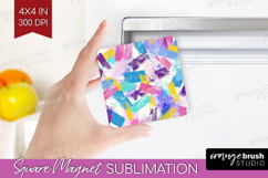 Brush Stroke Magnet Sublimation - Abstract Square Magnet PNG Product Image 1