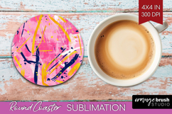 Brush Stroke Round Coaster - Abstract Coaster PNG Product Image 1