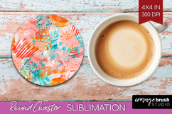Brush Stroke Round Coaster - Abstract Coaster PNG Product Image 1