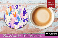 Brush Stroke Round Coaster - Abstract Coaster PNG Product Image 1