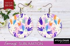 Brush Stroke Round Earrings - Abstract PNG Sublimation Product Image 1