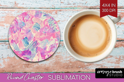 Brush Stroke Round Coaster - Abstract Coaster PNG Product Image 1