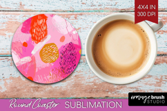 Brush Stroke Round Coaster - Abstract Coaster PNG Product Image 1