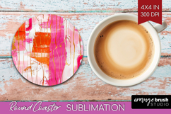 Brush Stroke Round Coaster - Abstract Coaster PNG Product Image 1
