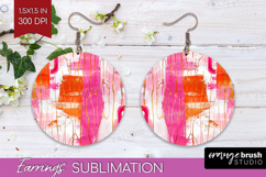 Brush Stroke Round Earrings - Abstract PNG Sublimation Product Image 1